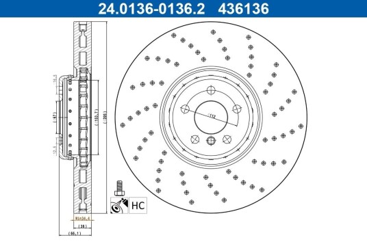 ATE 24.0136-0136.2 Bremseskive