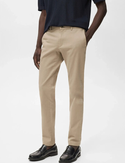Mango Barna Slim-Fit Twill Chino Trousers - Beige - 50