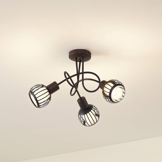 Lindby taklampe Solm rust jern 3 lyskilder
