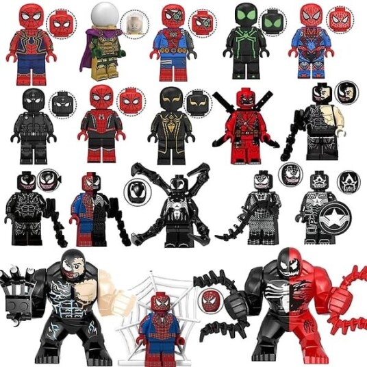 18 Stk. Spiderman Venom Minifigurer Byggeklosser Actionfigursett
