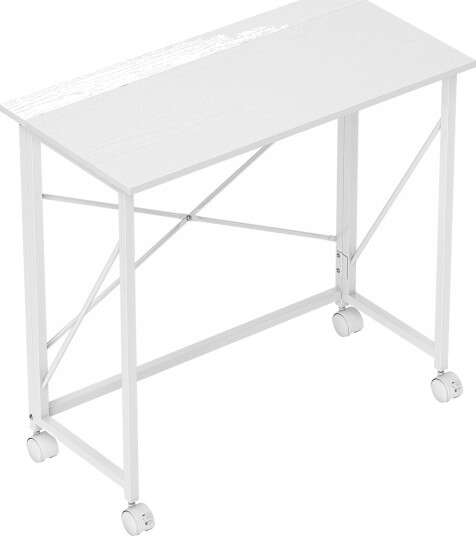 Sammenleggbart skrivebord med hjul – kompakt mobilt hvitt 80x40 cm