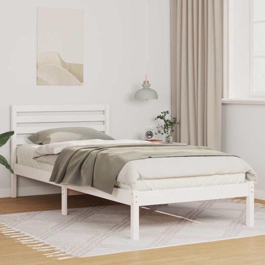  Sengestamme med hodegjerde Hvit 80 x 210 cm Heltre furu
