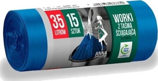 Anna Søppelsekker Anna Zaradna Med Trekkrem Supersterke 35 L 15 Stk. Blå Anna Søppelsekker Anna Zaradna Med Trekkrem Supersterke 35 L 15 Stk. Blå