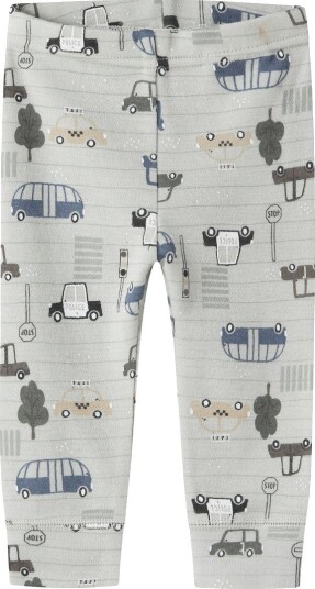 Name It Leggings - NbmWillow - Ull - Mineralgrå/City Cars - Name It - 50 - Leggings - Ull Grønn
