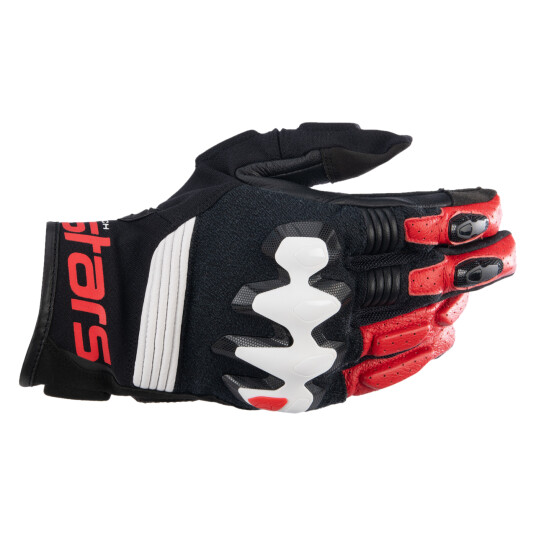 Alpinestars MC-Skinnhansker Halo Svart-Hvit-Knallrød Alpinestars MC-Skinnhansker Halo Svart-Hvit-Knallrød