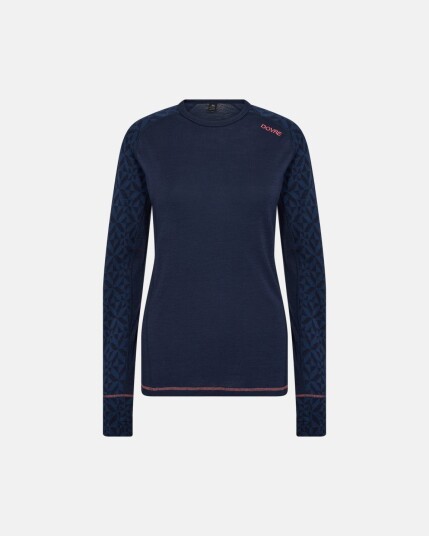 Dovre Women Langermet t skjorte 100% Ull Navy
