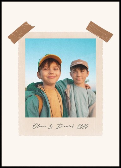 Vintage Childhood Personalized Sibling Memory Print Plakat Plakat / 40x50cm
