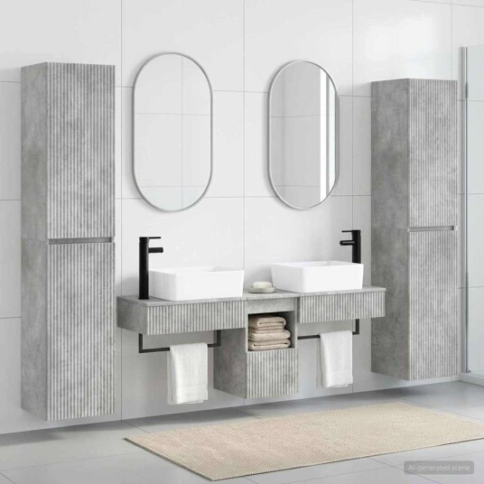 vidaXL Baderomsinnredningssett 5 stk. Betonggrå 33 x 34,5 x 160 cm