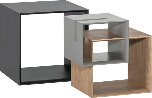 Ribbon Sofabord 90 cm med Oppbevaringshylle Natur/Grå - VOX