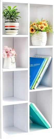 Hvit bokhylle 7 hyller loftdesign veggmontert