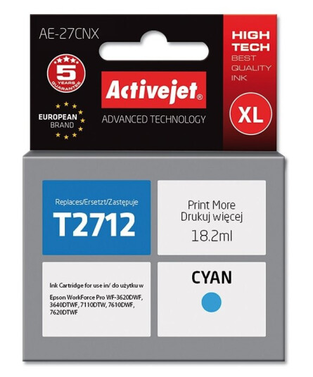 Activejet Ae-27Cnx Høyt (Xl) Utbytte Cyan Fargestoffbasert Blekk 18,2 Ml 1 Stykker Enkeltpakke