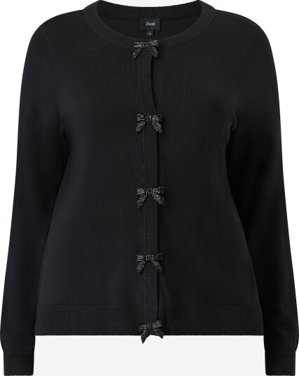 Zizzi Kardigan Mcarrie L/S Bow Cardigan Svart
