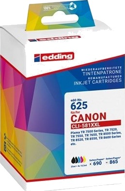 Edding Skriverkassetter Edd 625 2X Svart Cyan Magenta Gul Kompatibel Med Canon Pgi 580Xxl Bk Cli 581Xxl Bk/C/M/Y Sett Med 5 Edding Skriverkassetter Edd 625 2X Svart Cyan Magenta Gul Kompatibel Med Canon Pgi 580Xxl Bk Cli 581Xxl Bk/C/M/Y Sett Med 5
