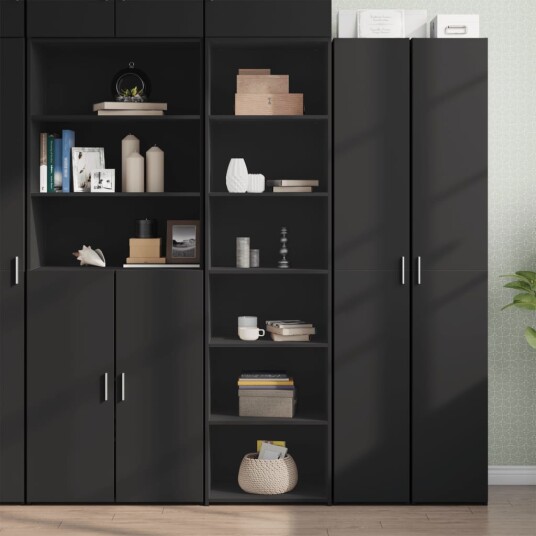 Highboard svart 50x41x185 cm konstruert tre