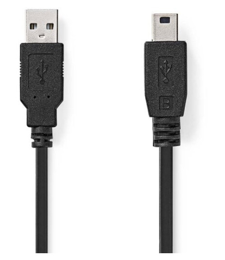 Nedis USB-kabel | USB 2.0 | USB-A Han | USB Mini-B 5 pins Han | 480 Mbps | Nikkel belagt | 3.00 m | Rund | PVC | Sort | Label Nedis USB-kabel | USB 2.0 | USB-A Han | USB Mini-B 5 pins Han | 480 Mbps | Nikkel belagt | 3.00 m | Rund | PVC | Sort | Label