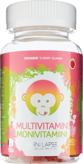 Monkids Multivitamin Barn Bringebær 60 stk. Monkids Multivitamin Barn Bringebær 60 stk.