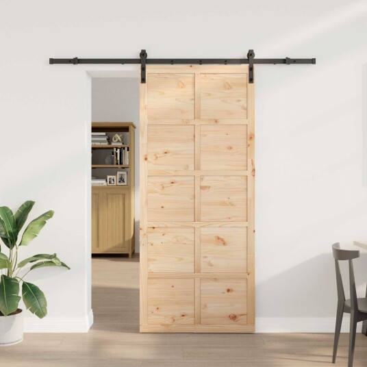 vidaXL Skyvedør Naturlig 100 x 208 cm Heltre furu vidaXL Skyvedør Naturlig 100 x 208 cm Heltre furu