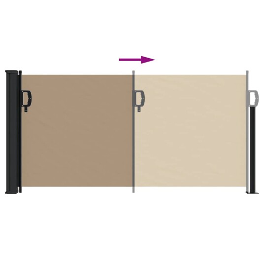 Uttrekkbar sidemarkise gråbrun 100x500 cm