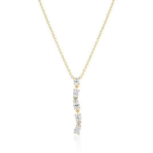 Sif Jakobs ELLERA OVALE LUNGO Halskjede 18 kt. Gullforgylt sølv SJ-N2421-CZ-YG - Dame - 925 sterling silver