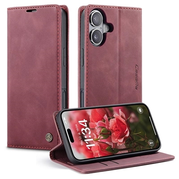Caseme 013 Series iPhone 16 Plus Lommebok deksel Vinrød