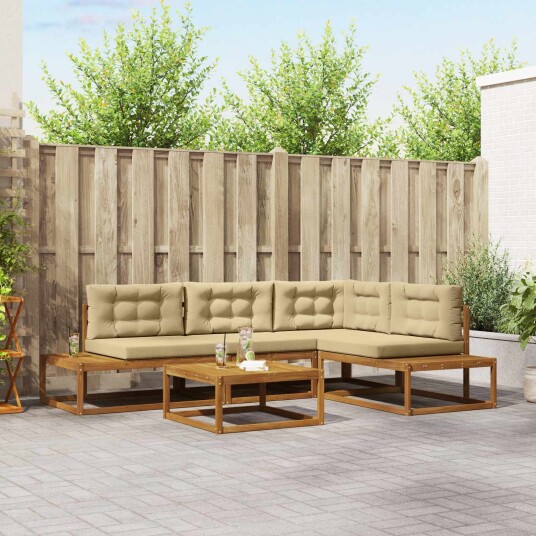 vidaXL Utendørs sofa sett Naturlig og Beige