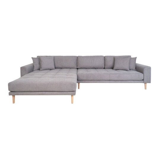 Lido sofa lenesofa venstrevent med 4 puter lysegrå.