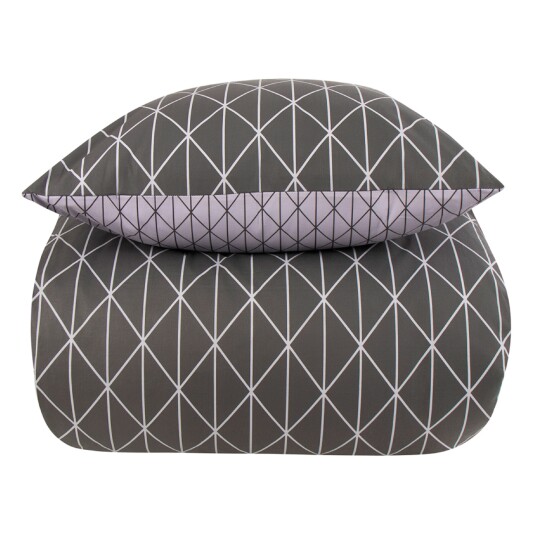 Borg Living Sengetøy 200x200 cm - Harlequin Grå sengesett - 100% bomull -  dobbeltdynetrekk