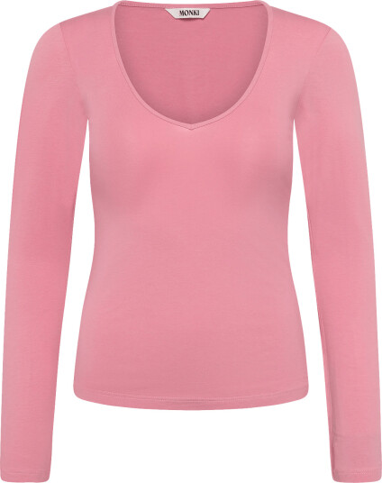 Monki V Neck Longsleeve Pink XS