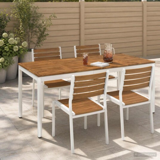 vidaXL Hage middagsbord Naturlig og Hvit 180 x 88,5 x 75 cm