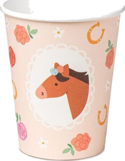 6 stk Pappkrus med Hest og Blomster 220 ml Hester og Blomster