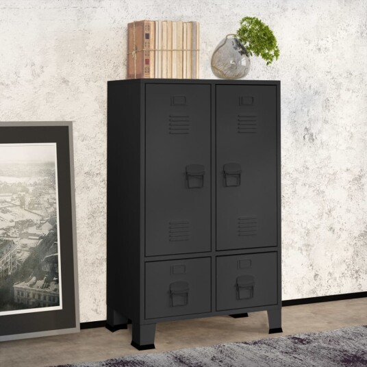 vidaXL Garderobe industriell stil antrasitt 67x35x107 cm stål