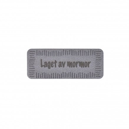 Diverse Norsk Label Laget av Mormor Imitert lær Grå 5x2cm 1 stk
