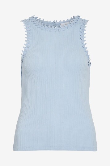 Vila - Topp viBabia Leaf O-neck S/L Top - Blå