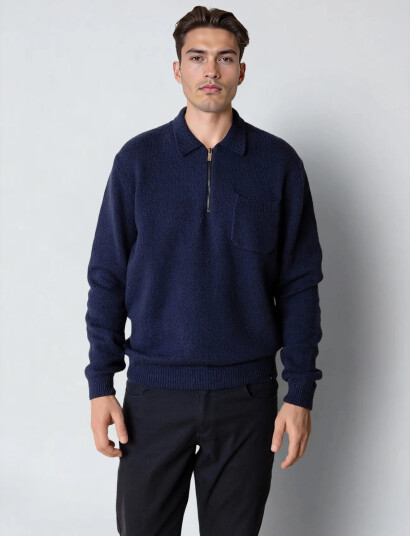 Clean Cut Copenhagen Bryan Knitted Polo - Navy - XXXL Clean Cut Copenhagen Bryan Knitted Polo - Navy - XXXL