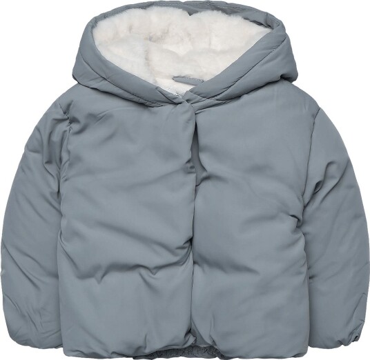 Mango Fur Effect Quilted Coat GREEN 80