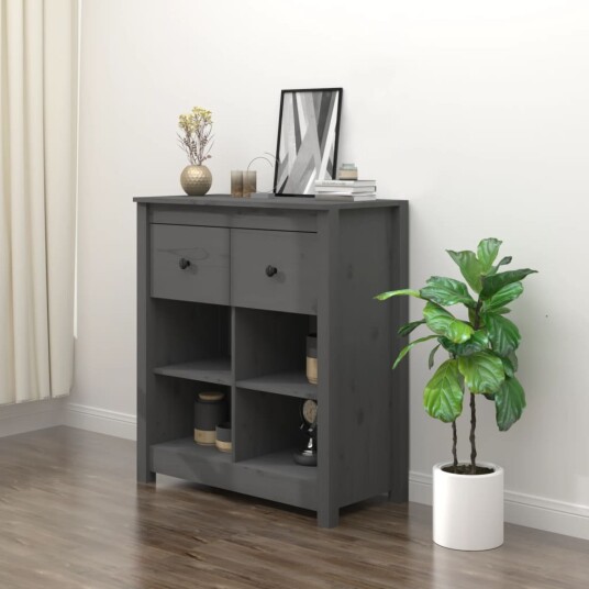 vidaXL Skjenk grå 70x35x80 cm heltre furu vidaXL Skjenk grå 70x35x80 cm heltre furu