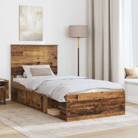  Sengestamme med hodegjerde Gammelt tre 100 x 200 cm Massiv furu