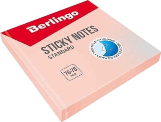 Berlingo Selvklebende Noteblokk 76X76 Rosa 100 Ark Berlingo Selvklebende Noteblokk 76X76 Rosa 100 Ark