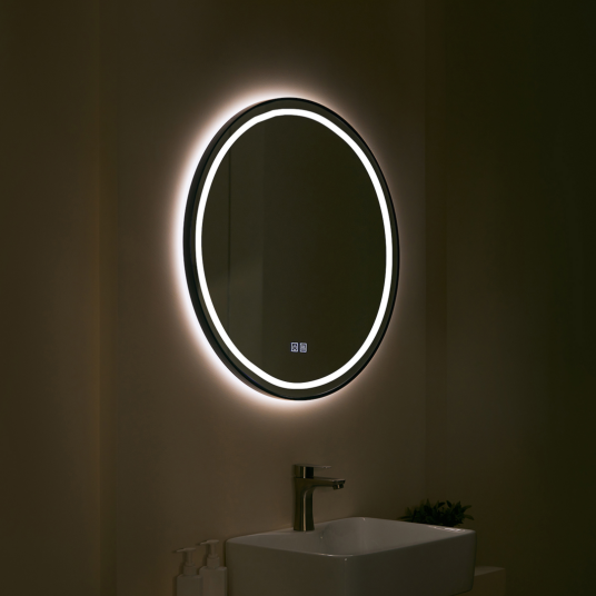 TREND MOON LYSSPEIL SORT Ø90 CM