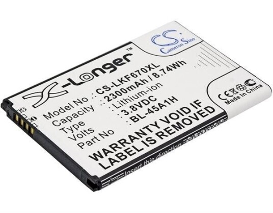 LG K10 LTE batteri (2300 mAh 3.8 V, Sort)