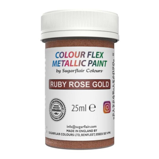 Sugarflair Spiselig Maling Metallisk Ruby Rosegull 25ml 