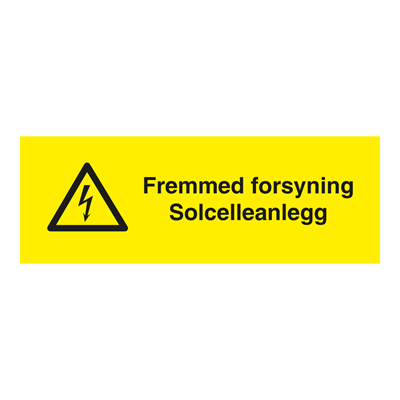 Jo Safety Fremmed forsyning solcelleanlegg Solcelle skilt Flere varianter 6307081
