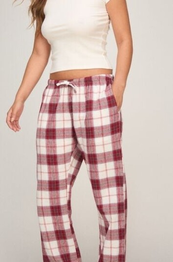 Hunkemöller Flannel pysjamasbukse Hvit