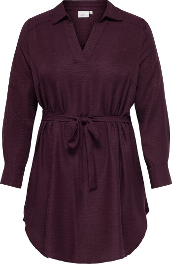 Only Carmakoma Midikjole Carbay L/S V Neck Collar Dress Wvn Rød