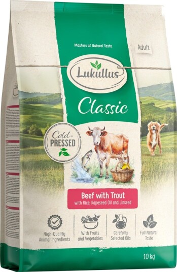 Lukullus Kaldpresset Tørrfôr Okse & Ørret 10kg
