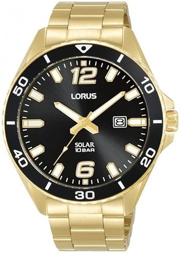 Lorus Herreklokke RX366AX9 Solar Sort/Gulltonet stål Ø42 mm Lorus Herreklokke RX366AX9 Solar Sort/Gulltonet stål Ø42 mm