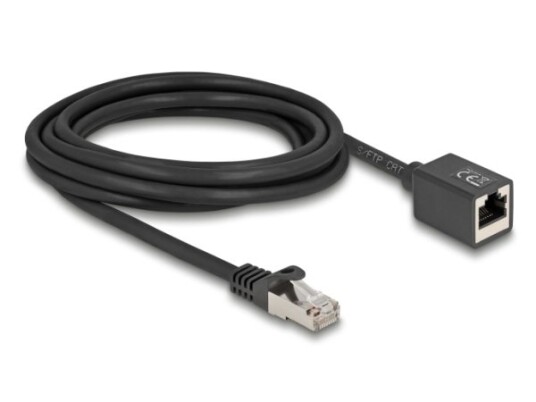 Delock Nettverksforlengelseskabel Rj45-Plugg Til Rj45-Kontakt Cat.6A S/Ftp 3 M Svart