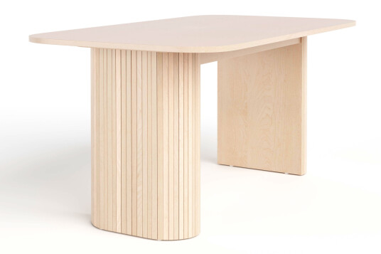 Bark Kopparbo Spisebord 160 cm med 4 Katy Spisestoler Hvit / Hvit Bouclé / Metallben Svart