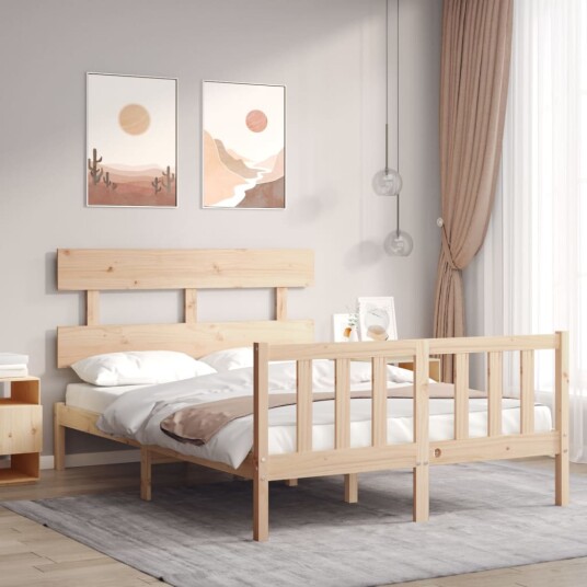 vidaXL Sengeramme med hodegavl 140x200 cm heltre