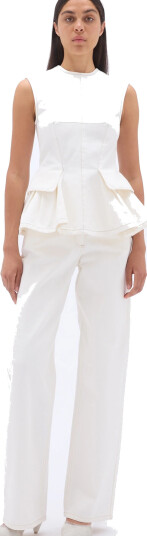 REMAIN Birger Christensen Peplum Denim Top White 32